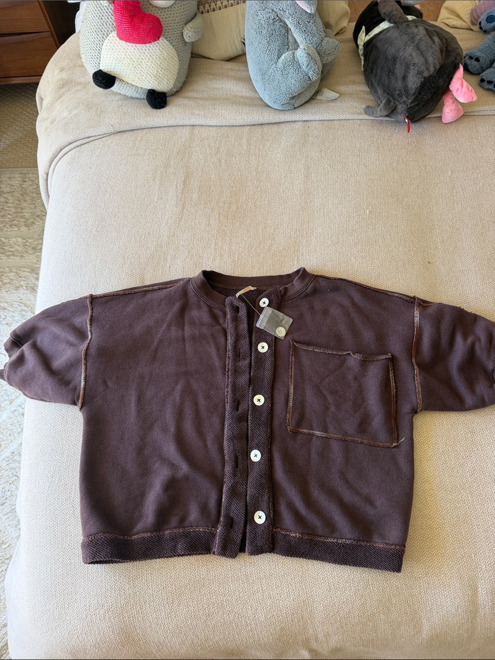 Free People Brown Cropped Button Front Cardigan. Oversized. XS